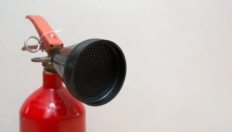 CO₂ tulekustuti musta lehtriga lähivaade