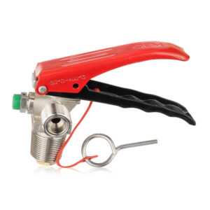 CO₂ tulekustuti käivitusmehhanism E25, metallist ventiil punase päästikuga, kasutatakse süsinikdioksiidkustutite aktiveerimiseks.